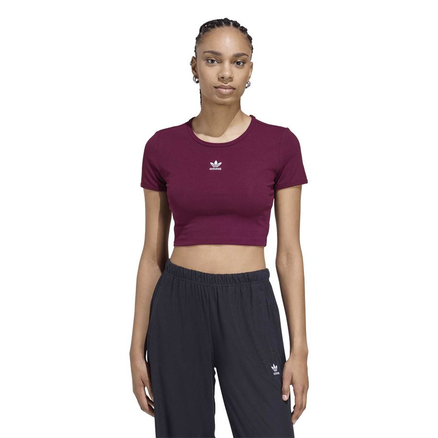 Essentials rib tee t-shirt crop a maniche corte da donna Adidas | KD3838X